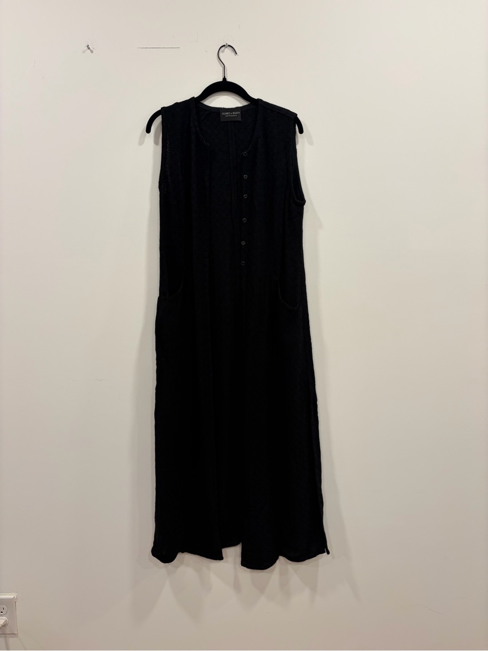 Hume & Body San Francisco Black Long Vest Dress Small Textured Maxi Duster